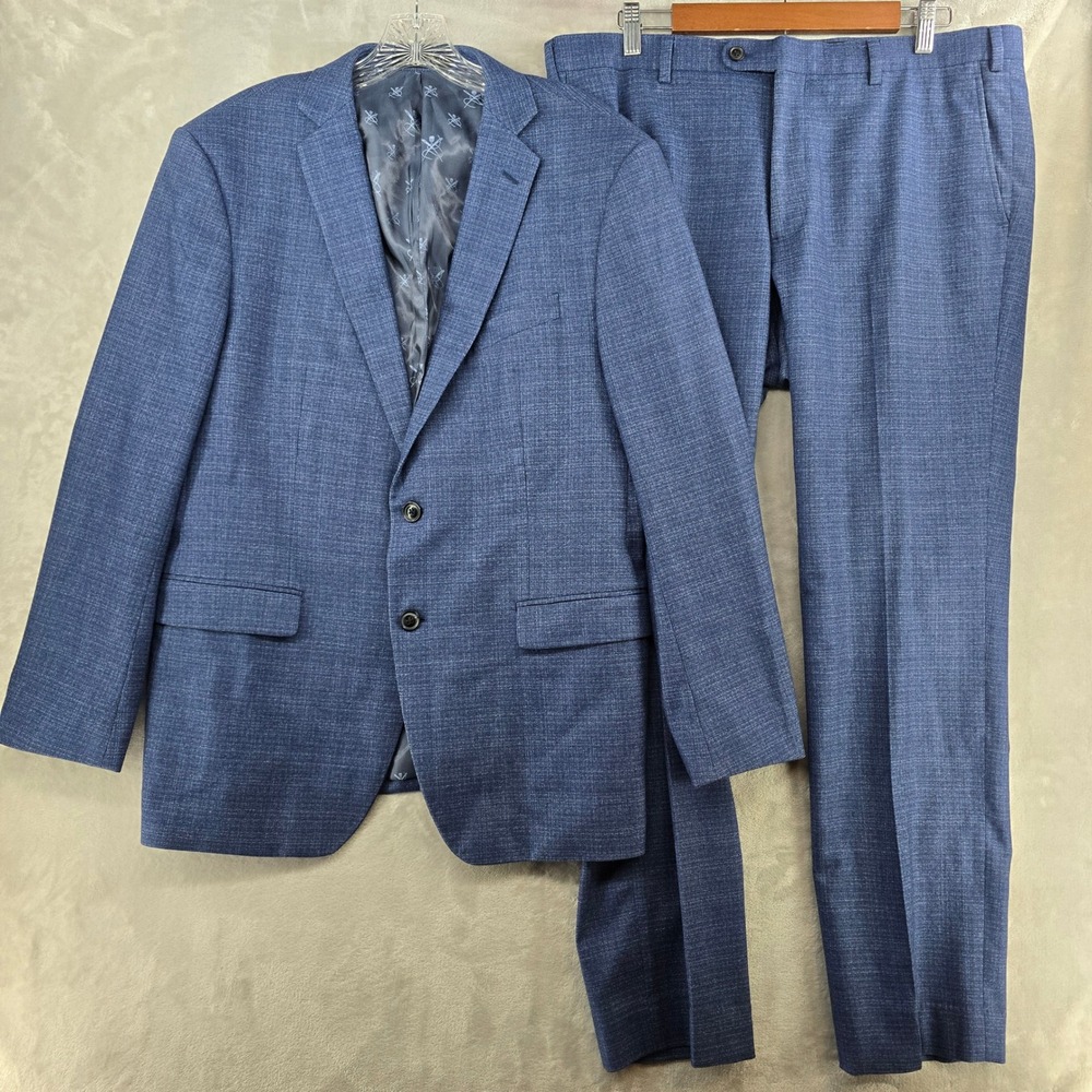 John Varvatos Suit Mens 44R 36 Blue Bleecker Guabello Wool 2-Piece Set